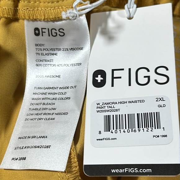 FIGS High Waisted Zamora Jogger Scrub Pants Light Gold Womens Size XXL/T PO 1998 - Picture 5 of 13